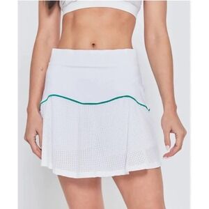 L'Etoile Sport Performance High Waist Skort White/Green Trim Large NWT MSRP $165